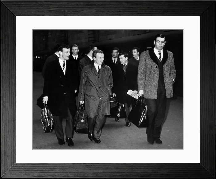 Framed Print : Celtic players at Glasgow Central station April 1966 Framed Print : Celtic players at Glasgow Central station April 1966