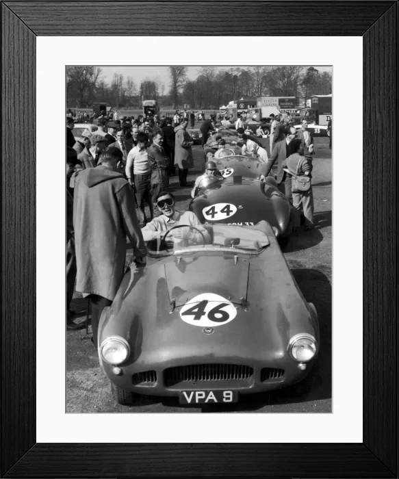 Framed Print : Motor racing at Oulton Park. Competitors line up prior to the start of the British Framed Print : Motor racing at Oulton Park. Competitors line up prior to the start of the British