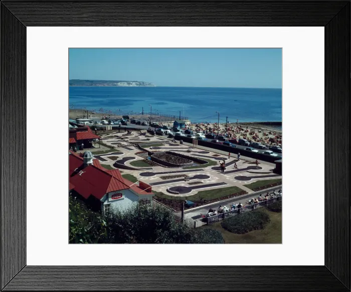 Framed Print : An aerial view showing the miniature golf course at the town of Shanklin on the Isle of Framed Print : An aerial view showing the miniature golf course at the town of Shanklin on the Isle of
