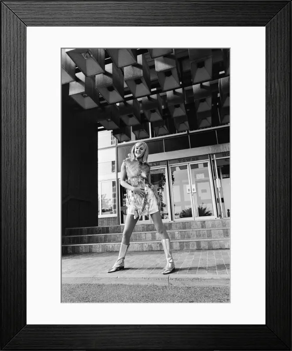 Framed Print : June Hodgson wearing a razor blade dress in Sheffield. 14th September 1967 Framed Print : June Hodgson wearing a razor blade dress in Sheffield. 14th September 1967