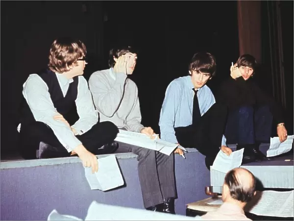British pop group The Beatles rehearsing at London palladium for '