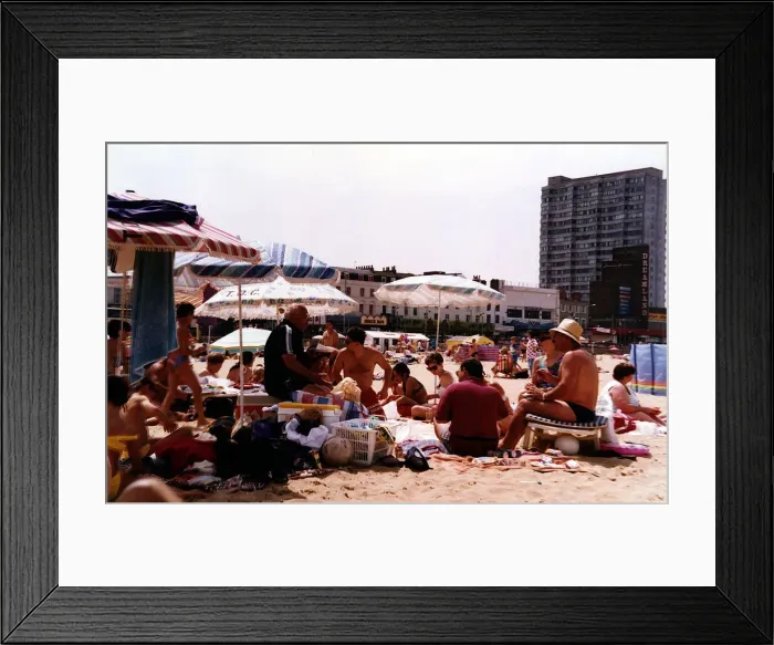 Framed Print : Britain Places : Margate, Kent. Holidaymakers relaxing on the beach at the seaside resort Framed Print : Britain Places : Margate, Kent. Holidaymakers relaxing on the beach at the seaside resort