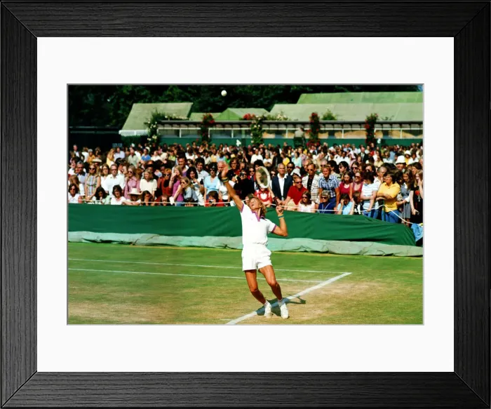 Framed Print : Bjorn Borg serving at Wimbledon 1973. Local Caption watscan - 19  /  04  /  2010