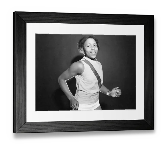 Framed Print : Schoolgirl runner Sonia Lannaman, aged 14, pictured in her running outfit at her home in Framed Print : Schoolgirl runner Sonia Lannaman, aged 14, pictured in her running outfit at her home in