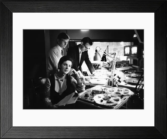 Framed Print : Dr Who producer Verity Lambert seen here in the control booth at the BBC TV Lime Grove