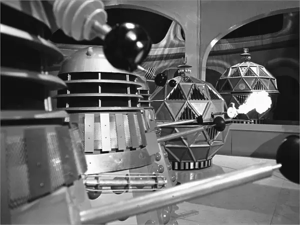 A scene from the Dr Who tv series, the story is called 'The Chase'