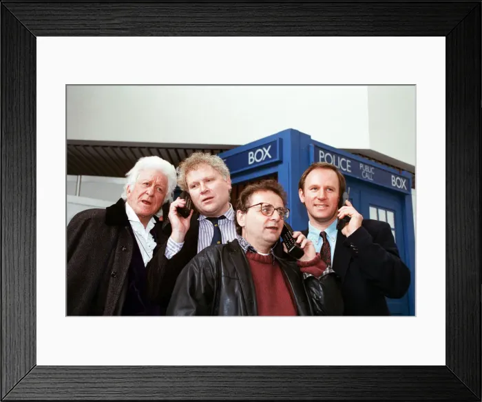Framed Print : Four Doctor Whos seen here at the Hammersmith Ark for the opening of an exhibtion to Framed Print : Four Doctor Whos seen here at the Hammersmith Ark for the opening of an exhibtion to
