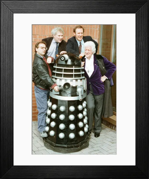 Framed Print : Four Doctor Whos seen here at the Hammersmith Ark for the opening of an exhibtion to