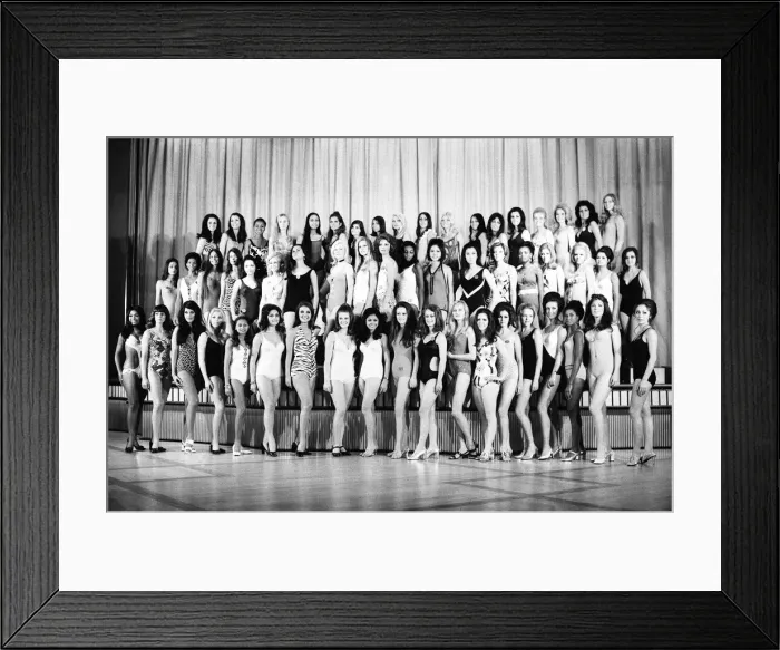 Framed Print : Miss World Contestants line up for the press a week before the competition Framed Print : Miss World Contestants line up for the press a week before the competition