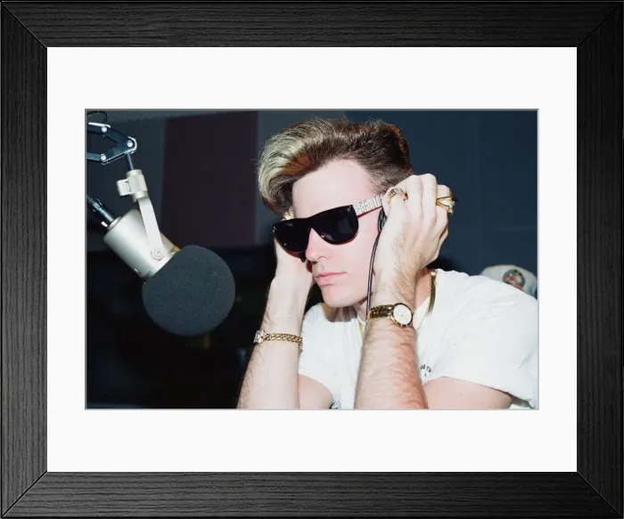 Framed Print : American rapper Vanilla Ice at the Capital Radio studio in London. 10th April 1991 Framed Print : American rapper Vanilla Ice at the Capital Radio studio in London. 10th April 1991