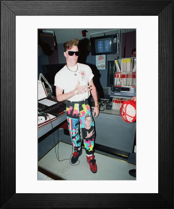 Framed Print : American rapper Vanilla Ice at the Capital radio studio in London. 10th April 1991 Framed Print : American rapper Vanilla Ice at the Capital radio studio in London. 10th April 1991