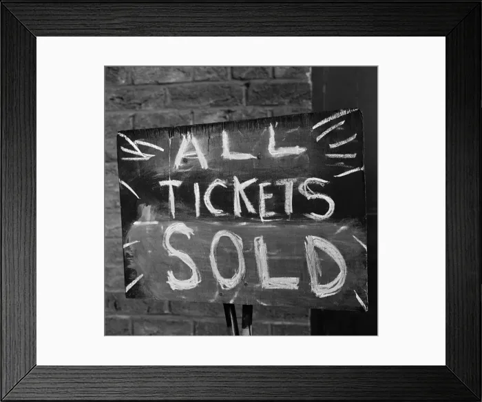 Framed Print : West Ham v. Burnley Sign showing that the Cup Tie Tickets have all sold out Framed Print : West Ham v. Burnley Sign showing that the Cup Tie Tickets have all sold out