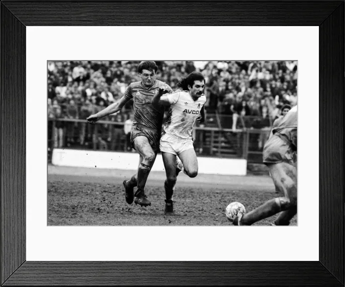Framed Print : Division One. Chelsea 0 v. West Ham 4 Alan Devonshire challenged for the ball Framed Print : Division One. Chelsea 0 v. West Ham 4 Alan Devonshire challenged for the ball