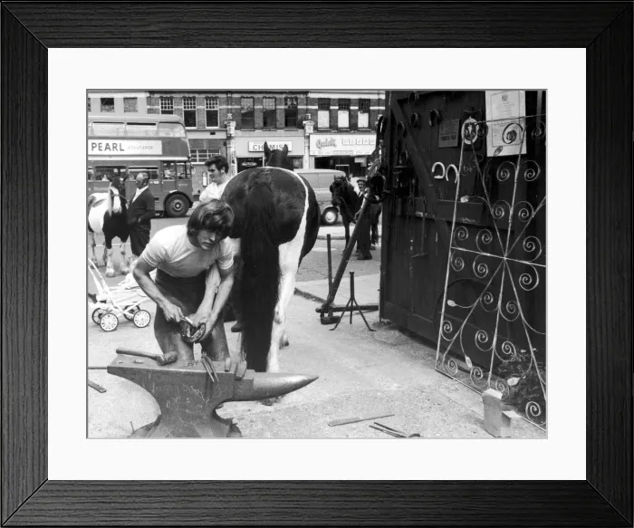 Framed Print : 23 year old Londoner Derek Dewdney the village blacksmith of Brent, London Framed Print : 23 year old Londoner Derek Dewdney the village blacksmith of Brent, London