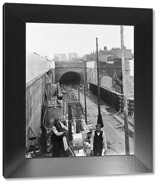 Workmen seen here on the approaches of the Rotherhithe Tunnel in 1907