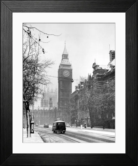 Framed Print : Big Ben behind the times. Big Ben suffered from the weather when it began chimming ten