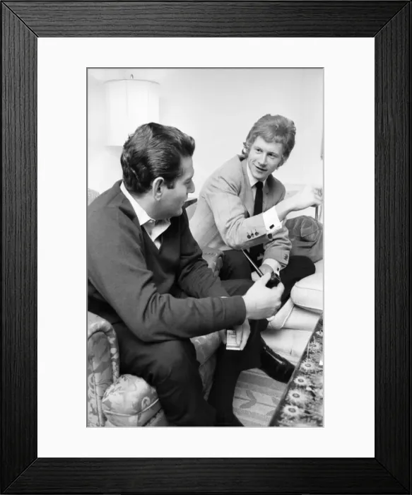 Framed Print : Allen Klein (left) and Andrew Loog Oldham meeting in London Framed Print : Allen Klein (left) and Andrew Loog Oldham meeting in London
