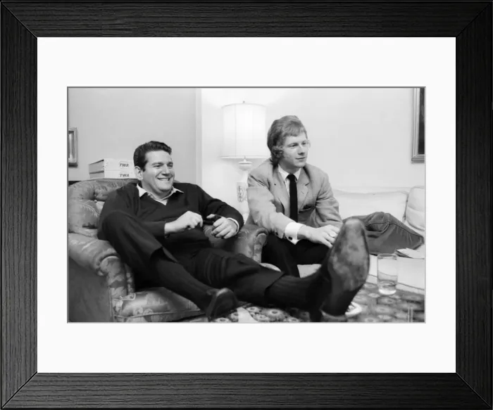 Framed Print : Allen Klein (left) and Andrew Loog Oldham meeting in London Framed Print : Allen Klein (left) and Andrew Loog Oldham meeting in London