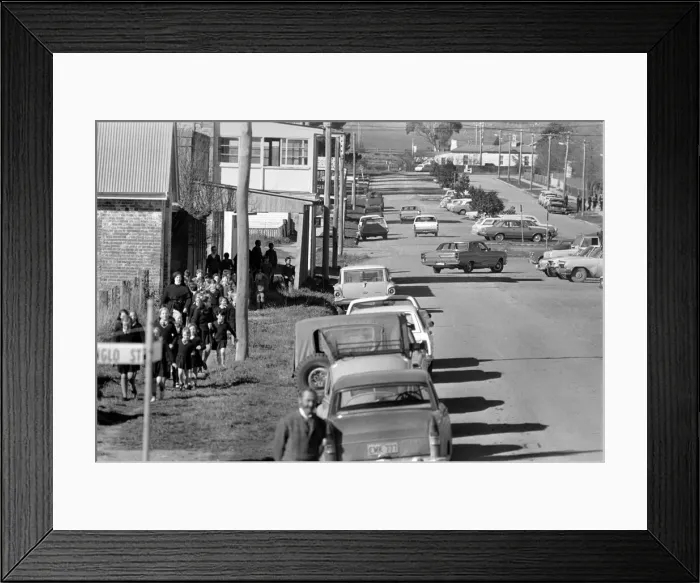 Framed Print : Rolling Stones: Filming Ned Kelly in Australia. Mick Jagger. Main street of Bungendore