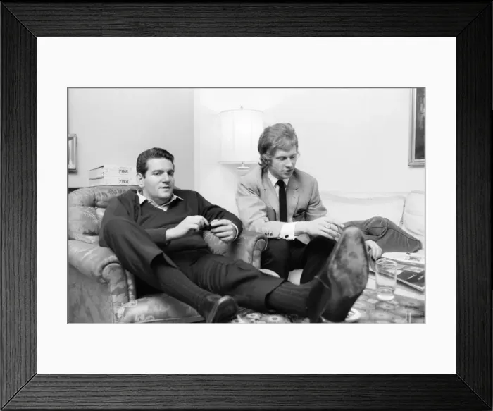 Framed Print : Allen Klein (left) and Andrew Loog Oldham meeting in London Framed Print : Allen Klein (left) and Andrew Loog Oldham meeting in London