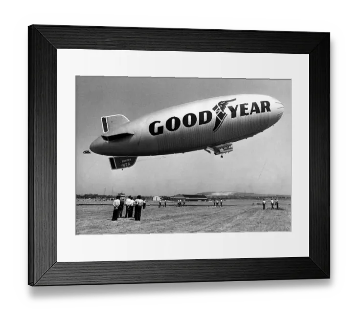 Framed Print : The Goodyear Europa airship at Sunderland Airport for a week long visit to the North East