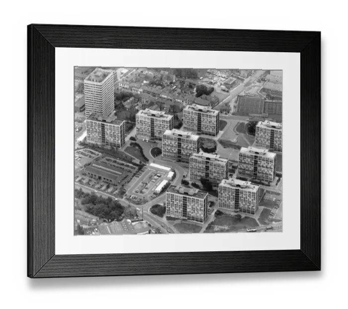 Framed Print : The short and tall of the Hillfields landscape. Gone are the row-upon-row of terraced Framed Print : The short and tall of the Hillfields landscape. Gone are the row-upon-row of terraced
