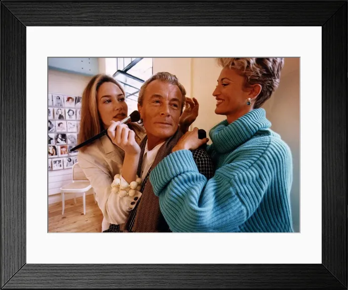 Framed Print : Terry O neil Photographer being made up by models Lisa Butcher left