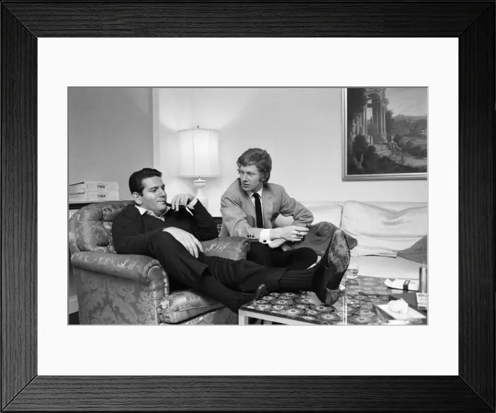 Framed Print : Rolling Stones manager Andrew Oldham in discussions with American business manager Allen Framed Print : Rolling Stones manager Andrew Oldham in discussions with American business manager Allen