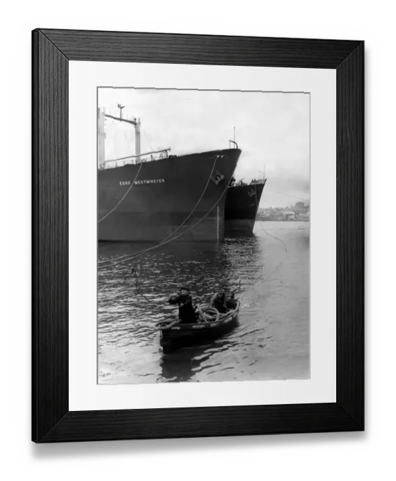 Framed Print : Near their destination the foyboatmen cast off and then take a heavy mooring rope ashore Framed Print : Near their destination the foyboatmen cast off and then take a heavy mooring rope ashore