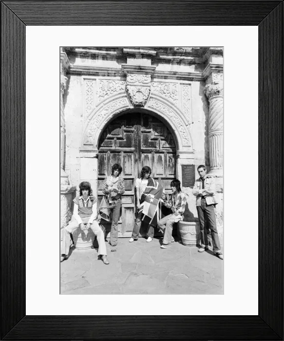 Framed Print : On Wednesday 4 June 1975 The Rolling Stones did a photo shoot at the Alamo, San Antonio