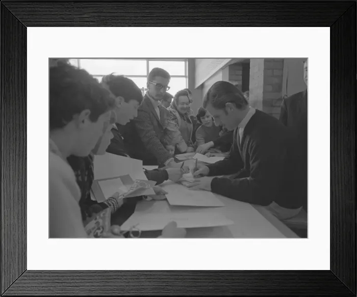 Framed Print : Former world champion racing driver Graham Hill flew by helicopter into Leamington to Framed Print : Former world champion racing driver Graham Hill flew by helicopter into Leamington to