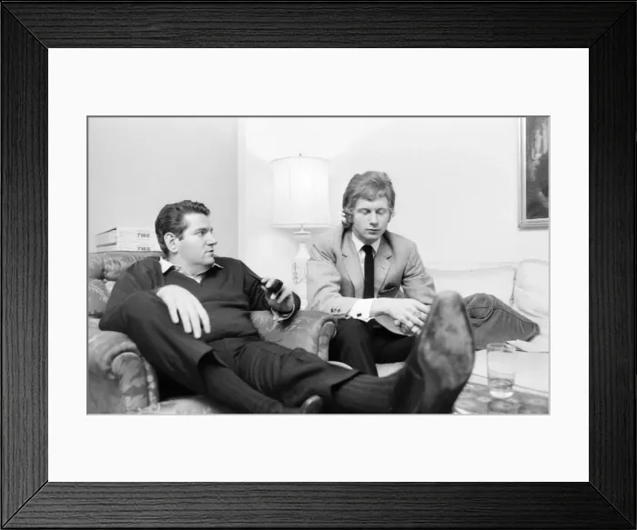 Framed Print : Allen Klein (left) and Andrew Loog Oldham meeting in London