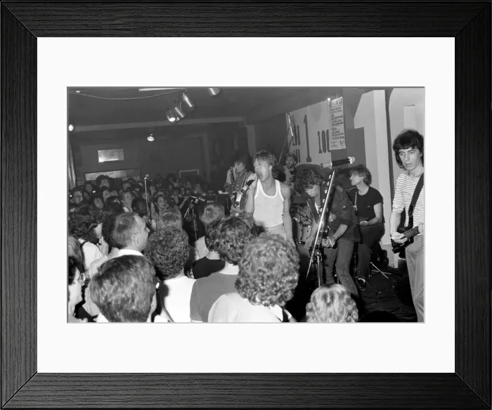 Framed Print : Mick Jagger and Ronnie Wood at Londons 100 Club on 31 May 1982 when the Rolling Framed Print : Mick Jagger and Ronnie Wood at Londons 100 Club on 31 May 1982 when the Rolling
