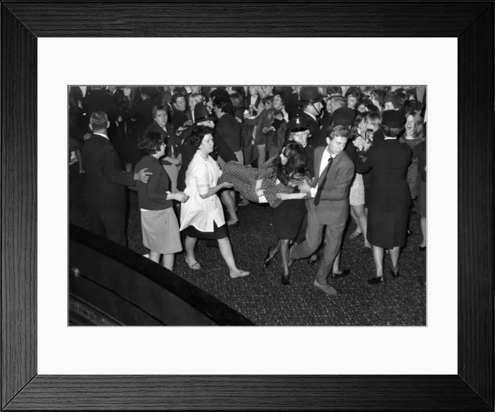 Framed Print : Rolling Stones fans at Apollo Theatre Manchester. 28 September 1966 during their tour Framed Print : Rolling Stones fans at Apollo Theatre Manchester. 28 September 1966 during their tour