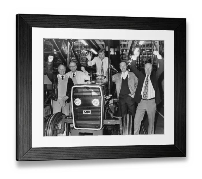 Framed Print : The old and the new: Five Sky Blue stars of the past on parade at Massey Ferguson with
