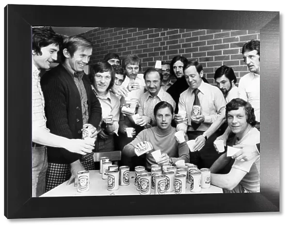 Cheers... team manager Gordon Milne acts as 'barman'