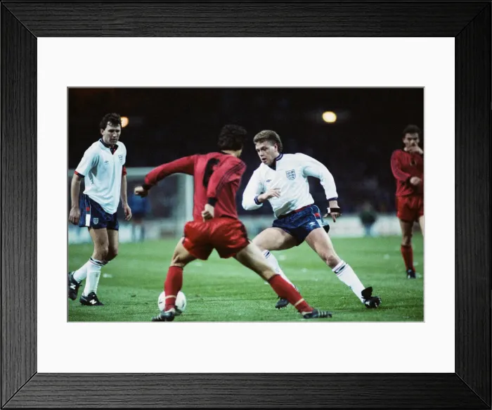 Framed Print : 1990 World Cup Qualifier at Wembley Stadium. England 5 v Albania 0 Framed Print : 1990 World Cup Qualifier at Wembley Stadium. England 5 v Albania 0