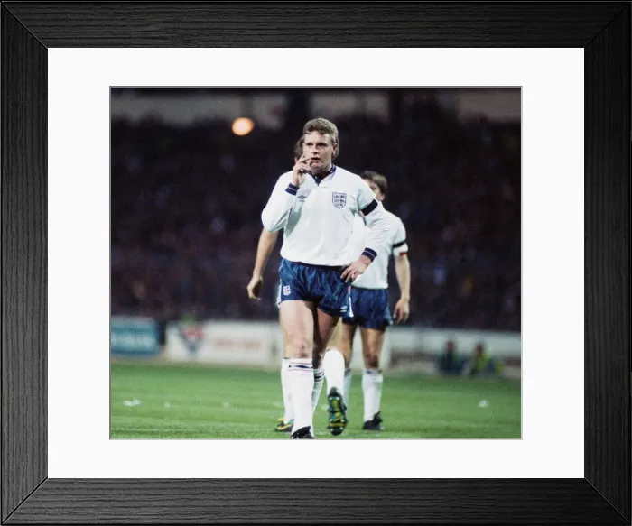 Framed Print : 1990 World Cup Qualifier at Wembley Stadium. England 5 v Albania 0 Framed Print : 1990 World Cup Qualifier at Wembley Stadium. England 5 v Albania 0