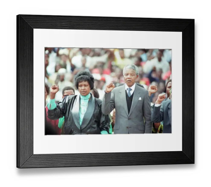 Framed Print : ANC leader Nelson Mandela with his wife Winnie in Soweto, Johannesburg