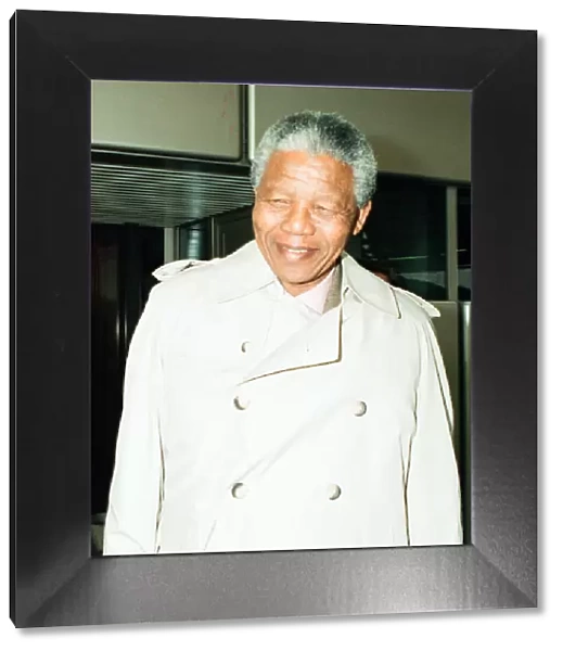 African Congress Leader Nelson Mandela seen here arriving at Heathrow Airport for a