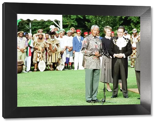 South African President Nelson Mandela seen here in Hyde Park on the second day of his
