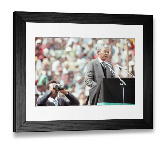 Framed Print : African National Congress (ANC) member Nelson Mandela adresses a rally attended by over Framed Print : African National Congress (ANC) member Nelson Mandela adresses a rally attended by over