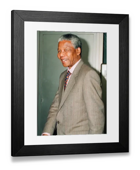 Framed Print : African Congress Leader Nelson Mandela seen here arriving at Heathrow Airport for a