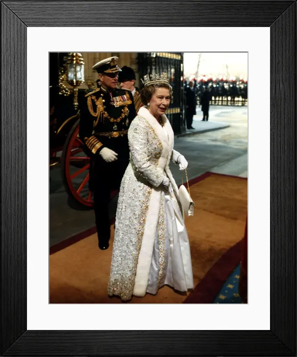 Framed Print : Her Majesty Queen Elizabeth arrives for the State Opening of Parliament with her husband Framed Print : Her Majesty Queen Elizabeth arrives for the State Opening of Parliament with her husband