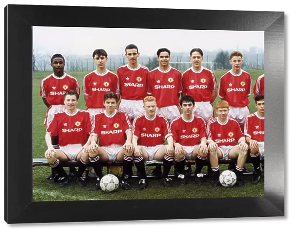Manchester United youth team pose for a group photograph