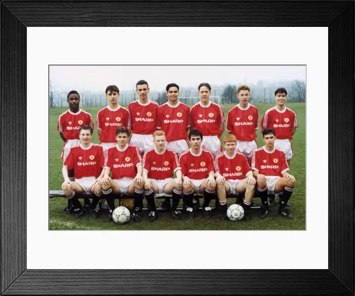 Framed Print : Manchester United youth team pose for a group photograph Framed Print : Manchester United youth team pose for a group photograph
