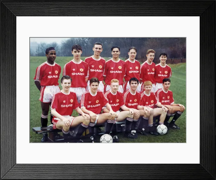 Framed Print : Manchester United youth team pose for a group photograph Framed Print : Manchester United youth team pose for a group photograph
