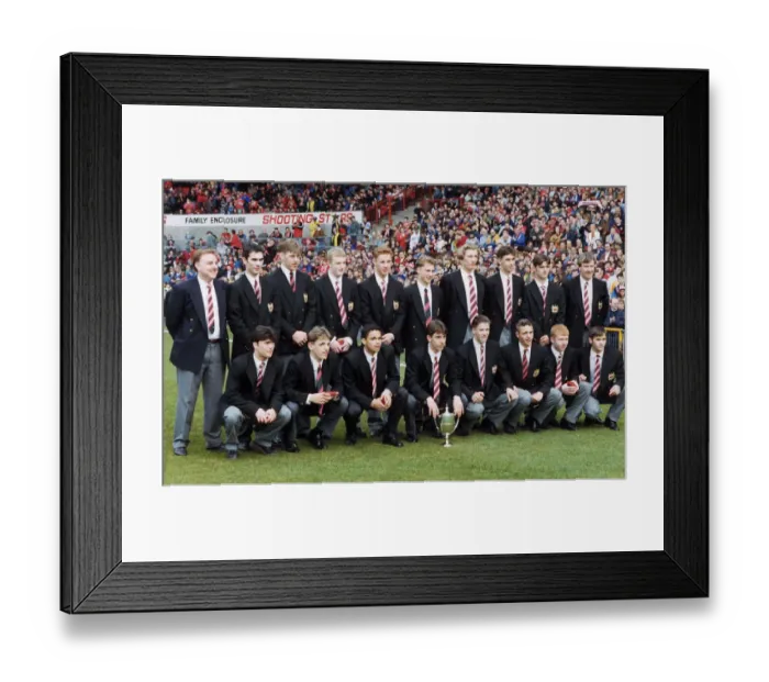 Framed Print : Manchester United youth team players take a bow before the senior team Framed Print : Manchester United youth team players take a bow before the senior team