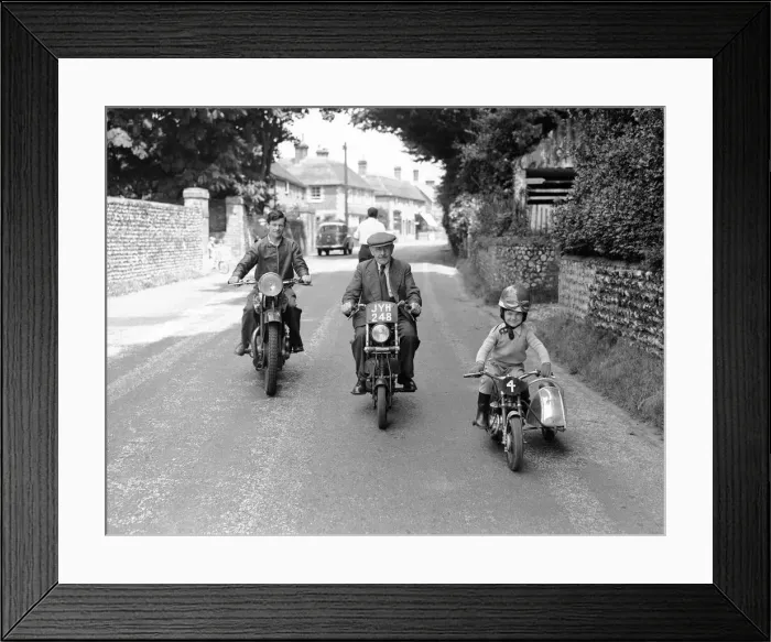 Framed Print : Mansell motorcycling family. 1953