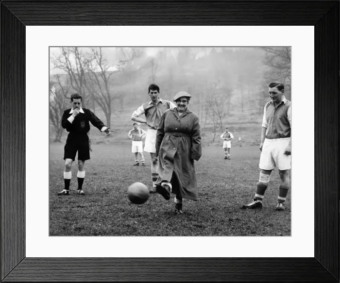 Framed Print : Mrs. M. Treeks of Vale street, Barry, Glamorgan. Wished for a new football for the Barry Framed Print : Mrs. M. Treeks of Vale street, Barry, Glamorgan. Wished for a new football for the Barry